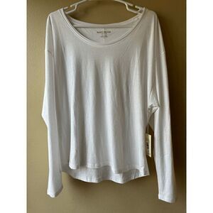 Ramy Brook Jane Cotton Blend Boat Neck Long Sleeve in Ivory Women's Size Large